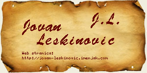 Jovan Leškinović vizit kartica